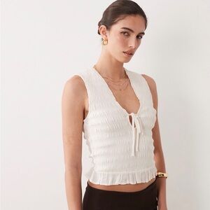 Abercrombie and Fitch Ruched V Neck Top in XS